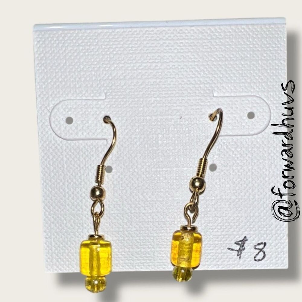 Bundle Sale 3 for $15 | Hand Crafted Yellow Glass Bead Earrings